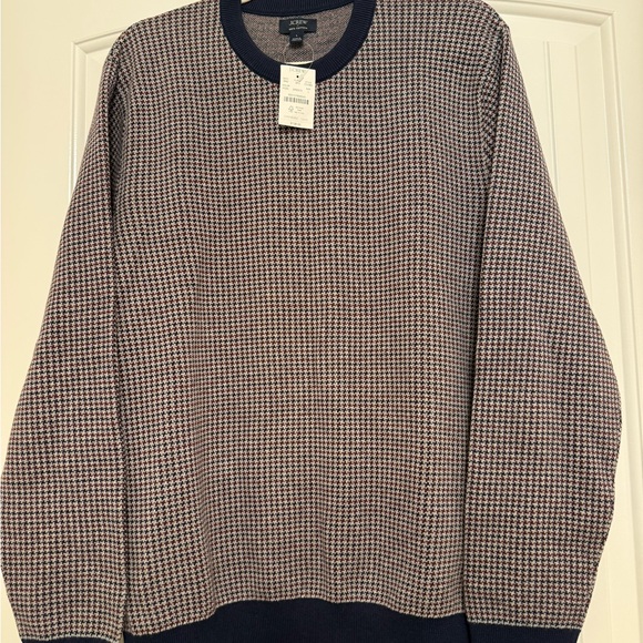 J. Crew Men's Blue and Maroon Crewneck Sweater - Picture 5 of 8